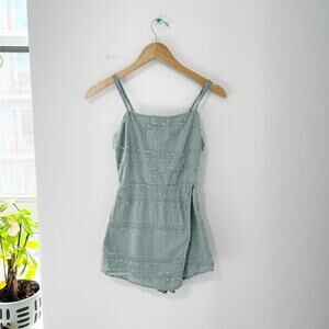 Hazel Boutique Teal Blue Fringe Romper Size XS